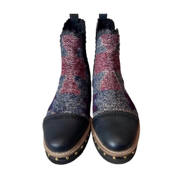 Free People Textile Tapestry Atlas Chelsea Ankle Boots In Navy Size 36 EU - Picture 4 of 9